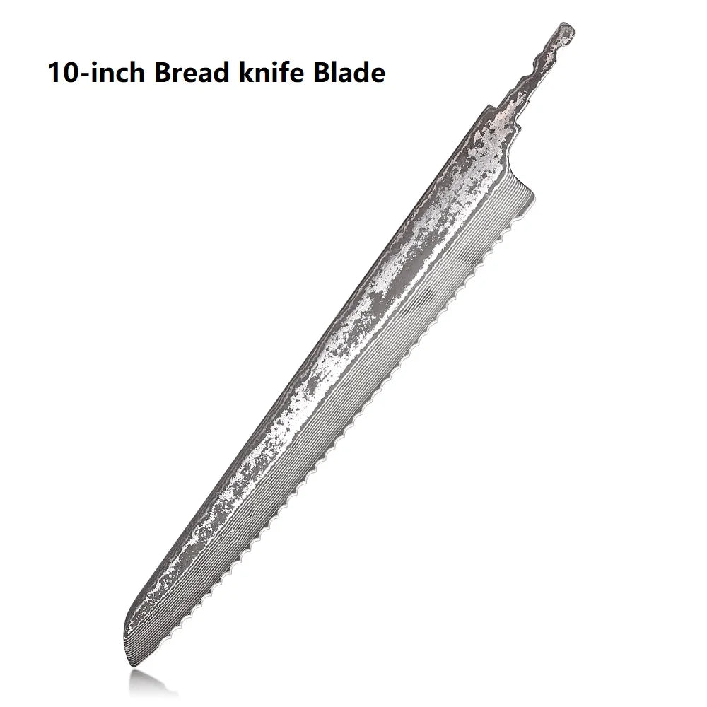 F.YOUNG VG10 Damascus Steel Knife Blank Blade – DIY Full Tang Knife Blank Blade Qst 10 inch Bread