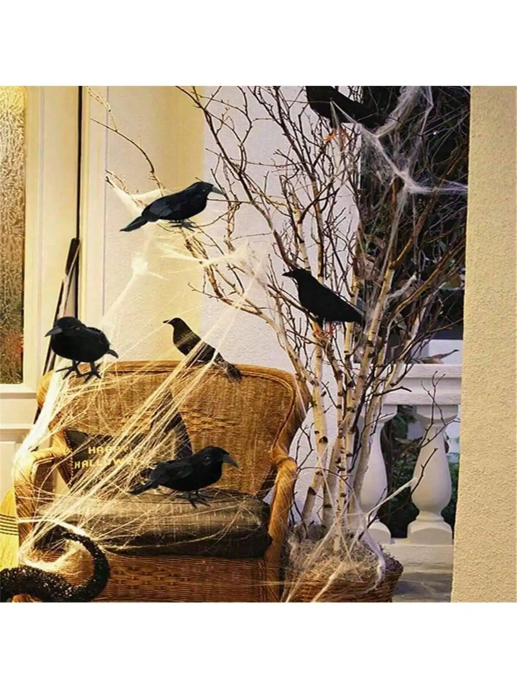 Halloween Black Crow Decoration – Realistic Fake Bird Prop Halloween Decoration Qme