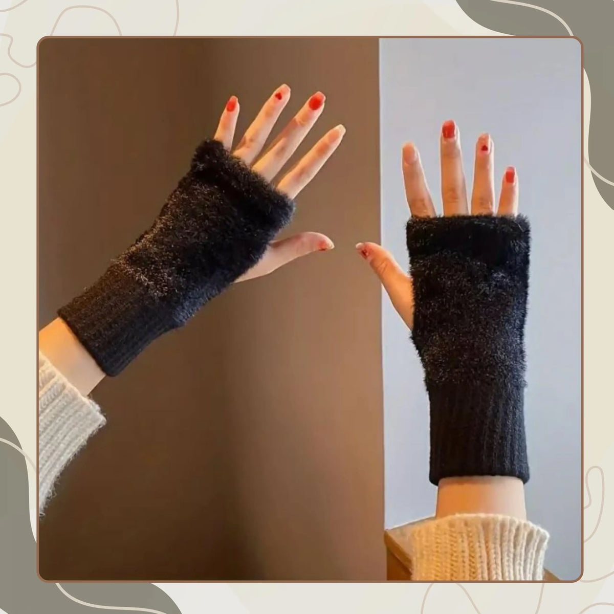 Women's Knitted Fingerless Gloves – Soft Plush Half-Finger Fingerless Gloves Qst
