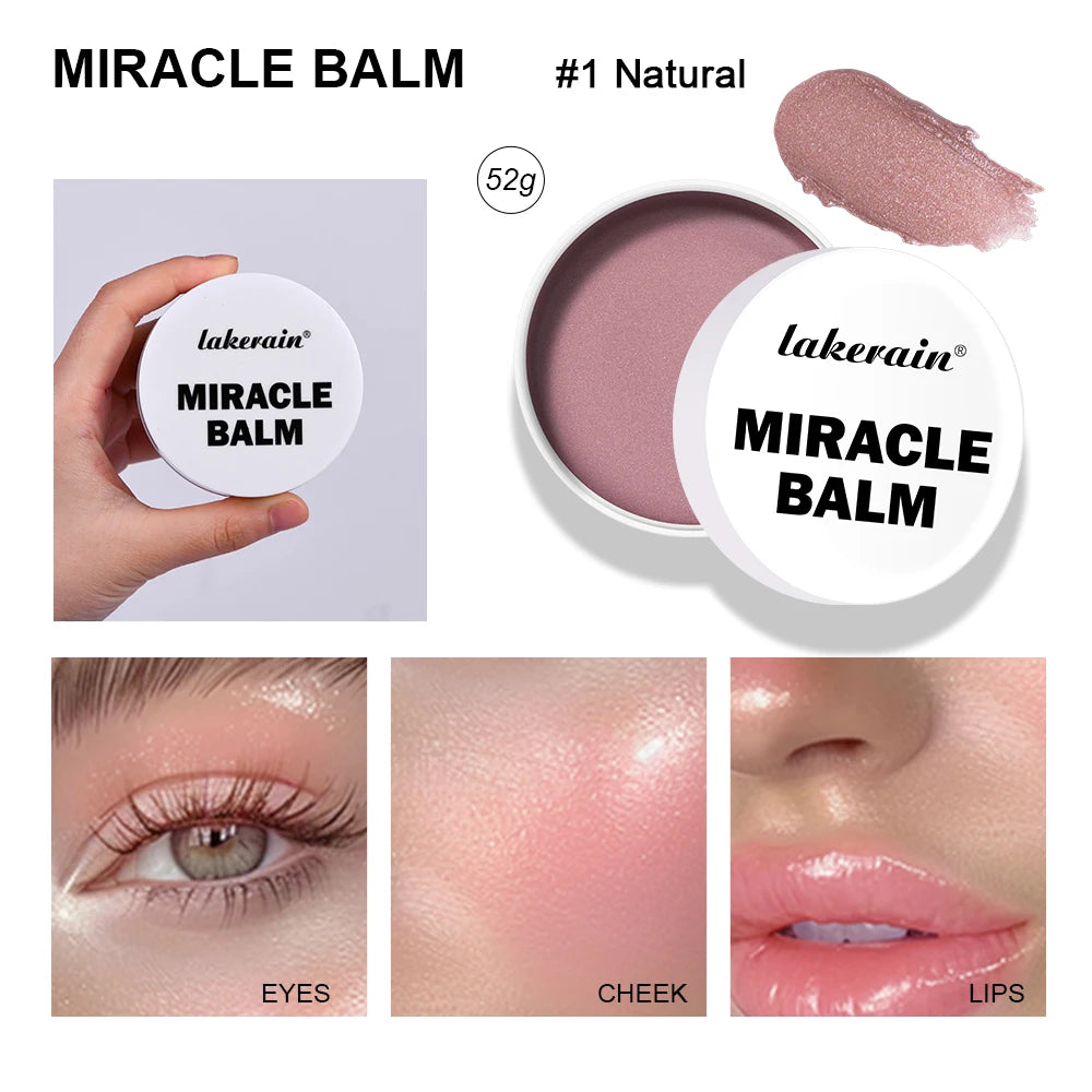 Lakerain Miracle Balm – Vitamin E Facial Highlighter & Blush Multi-Use Face Balm Qst Natural