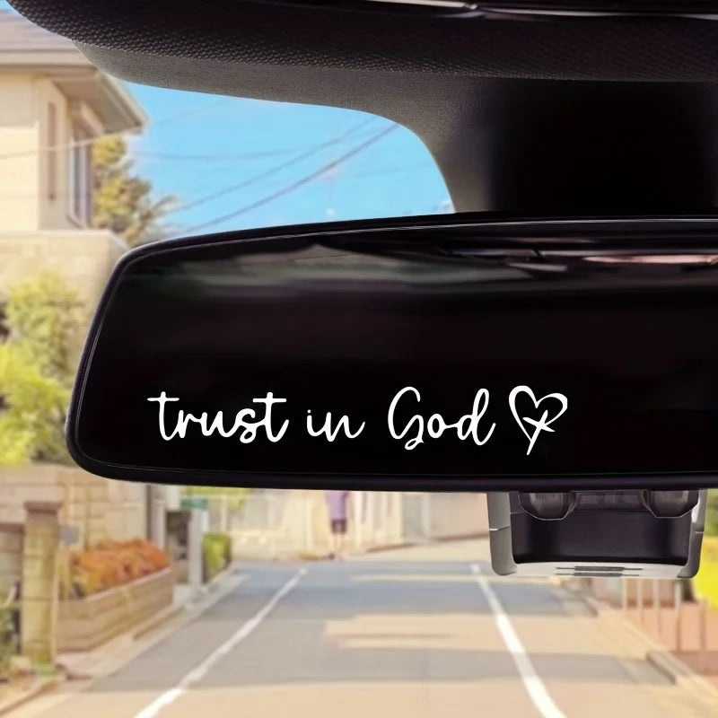 Trust God Rearview Mirror Sticker – Cute Faith Car Decal Car Mirror Decal Qme