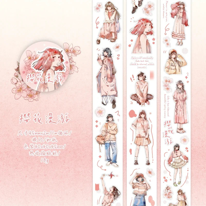 PET Scrapbooking Decorative Tape | People Stickers | 2m Roll Decorative Craft Tape Qme A1
