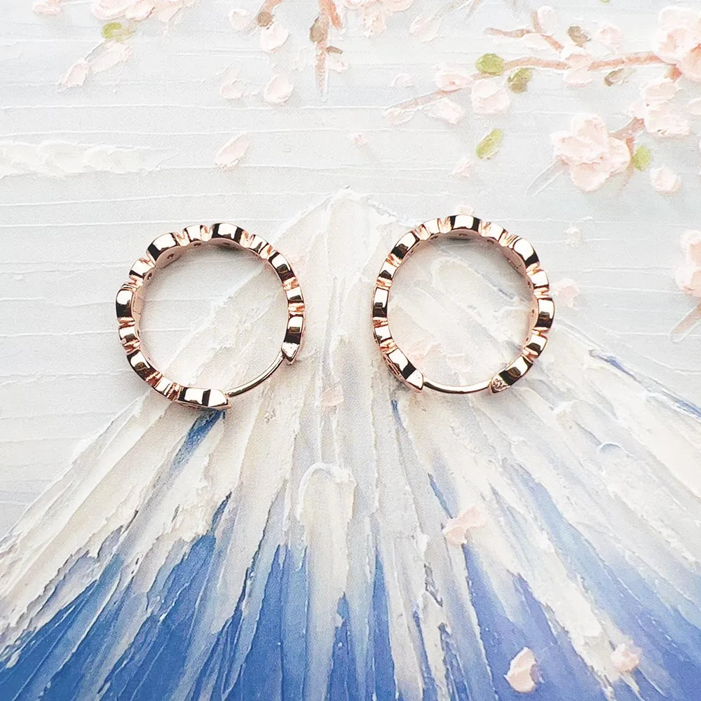 Rose Gold Creole Hoop Earrings | CZ Stones Hinged Hoops Hoop Earrings Qme