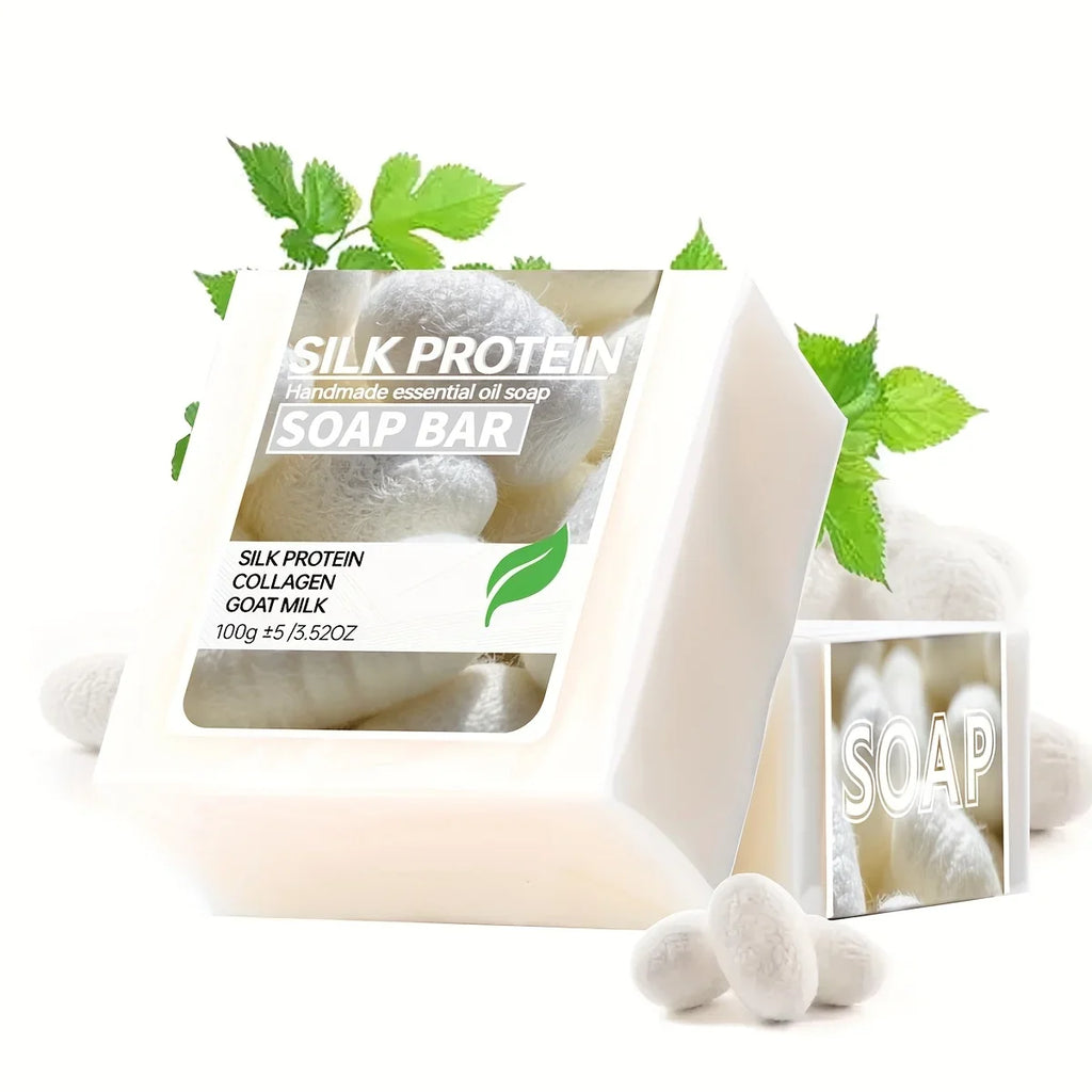 Silk Protein Goat Milk Collagen Moisturizing Cleansing Soap – 2pc Moisturizing Bar Soap Qme