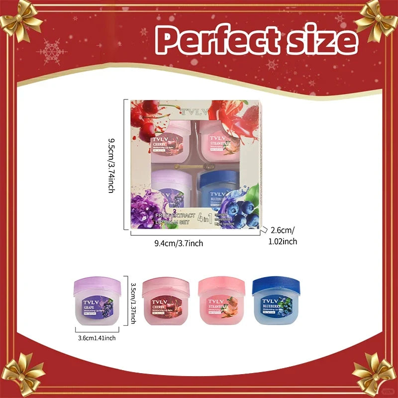 Fruit Lip Balm & Overnight Moisturizing Lip Mask Set (4pcs) Lip Balm & Mask Set Qme