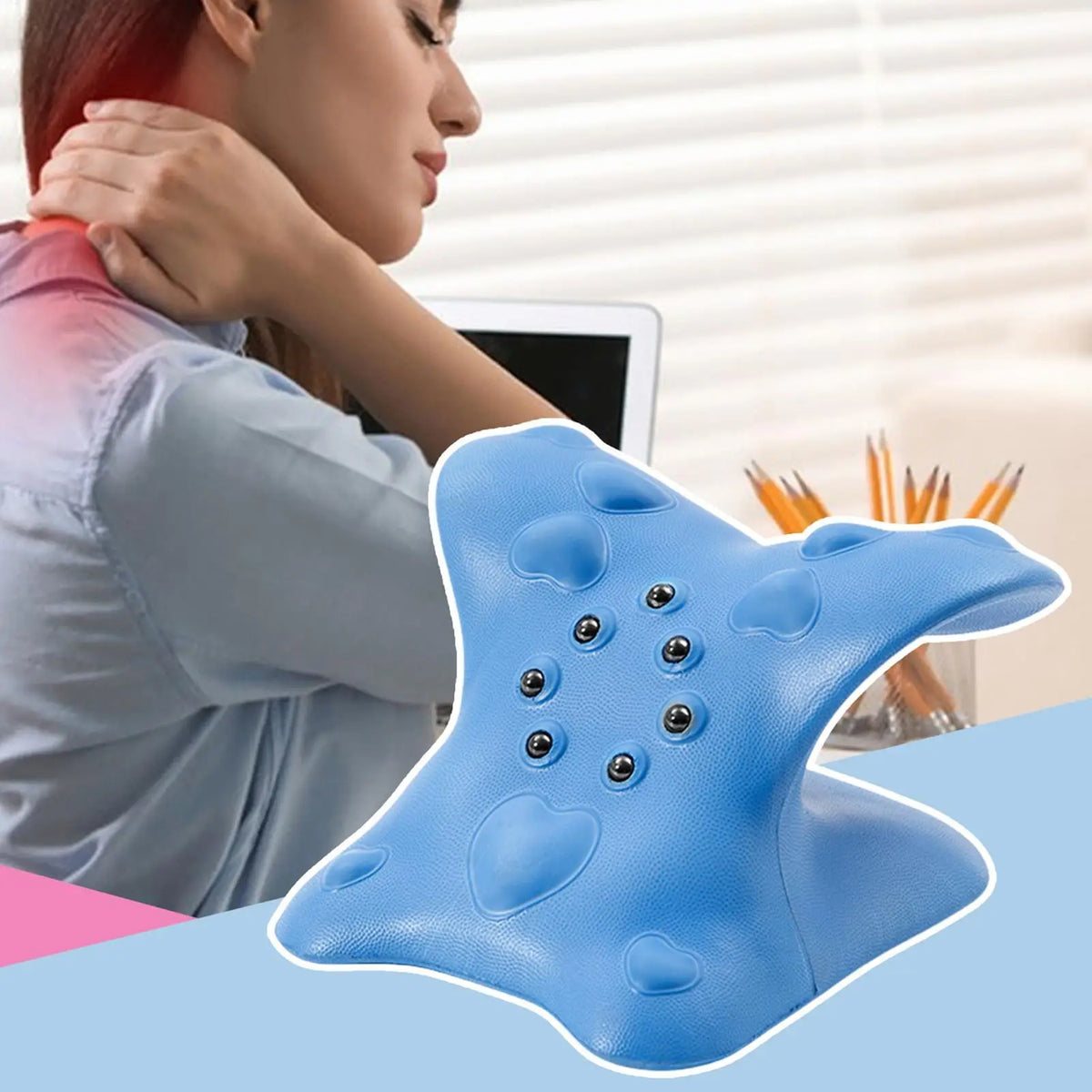 Neck Stretcher Posture Corrector & Upper Back Massage Pillow Posture Corrector Pillow Qme