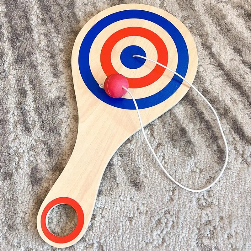 Wooden Paddle Ball Set with Elastic String – Fun for All Ages Paddle Ball Game Qst