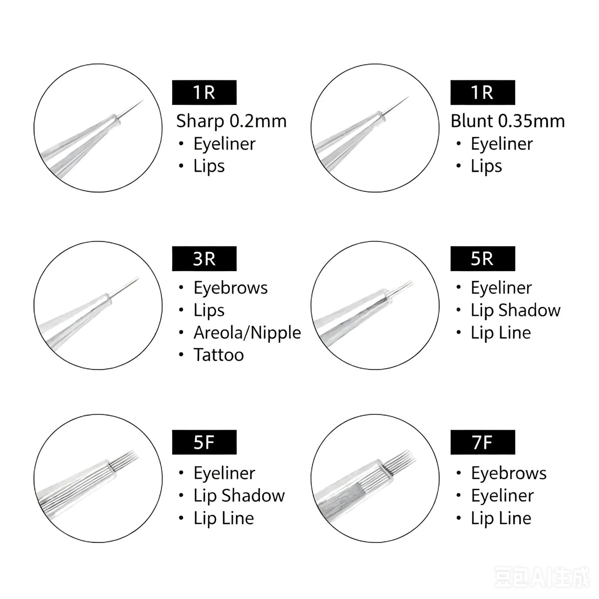 10-Pack PMU Permanent Makeup Cartridge Needles 600D-G Disposable PMU Cartridge Needles Qme
