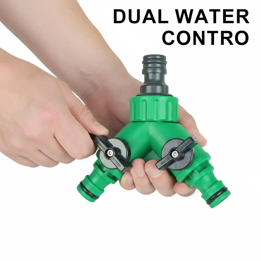 2-Way Garden Hose Splitter Connector with Shut-Off Valves Hose Splitter Connector Qme