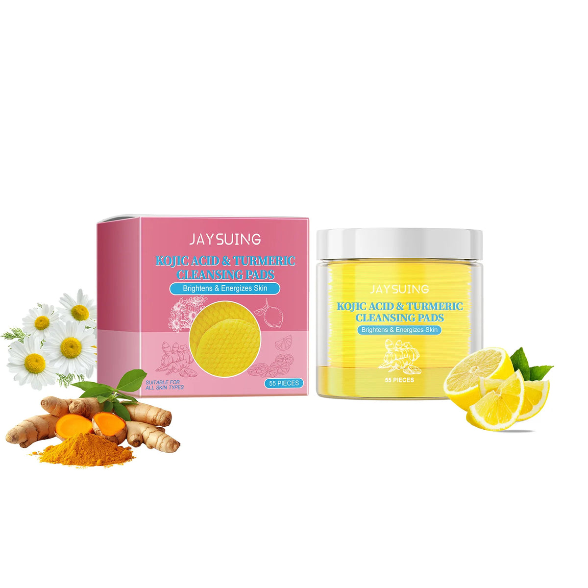 Turmeric Exfoliating Facial Pads – Cleanse & Brighten Skin Exfoliating Facial Pads Qst 55pcs box soft skin