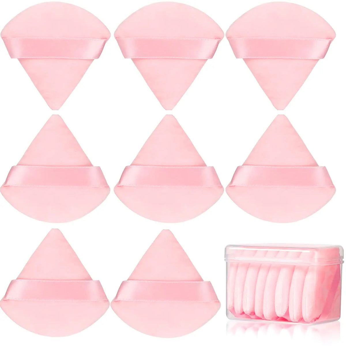 Triangle Cotton Powder Puff – Dry & Wet Makeup Setting Sponge Powder Puff Sponge Qme pink 8 pcs