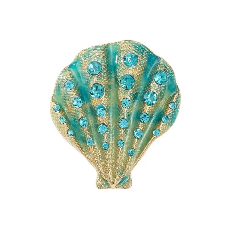 Rhinestone Shell Brooch – Enamel Ocean Pin | Unisex Gift Enamel Brooch Pin Qme E
