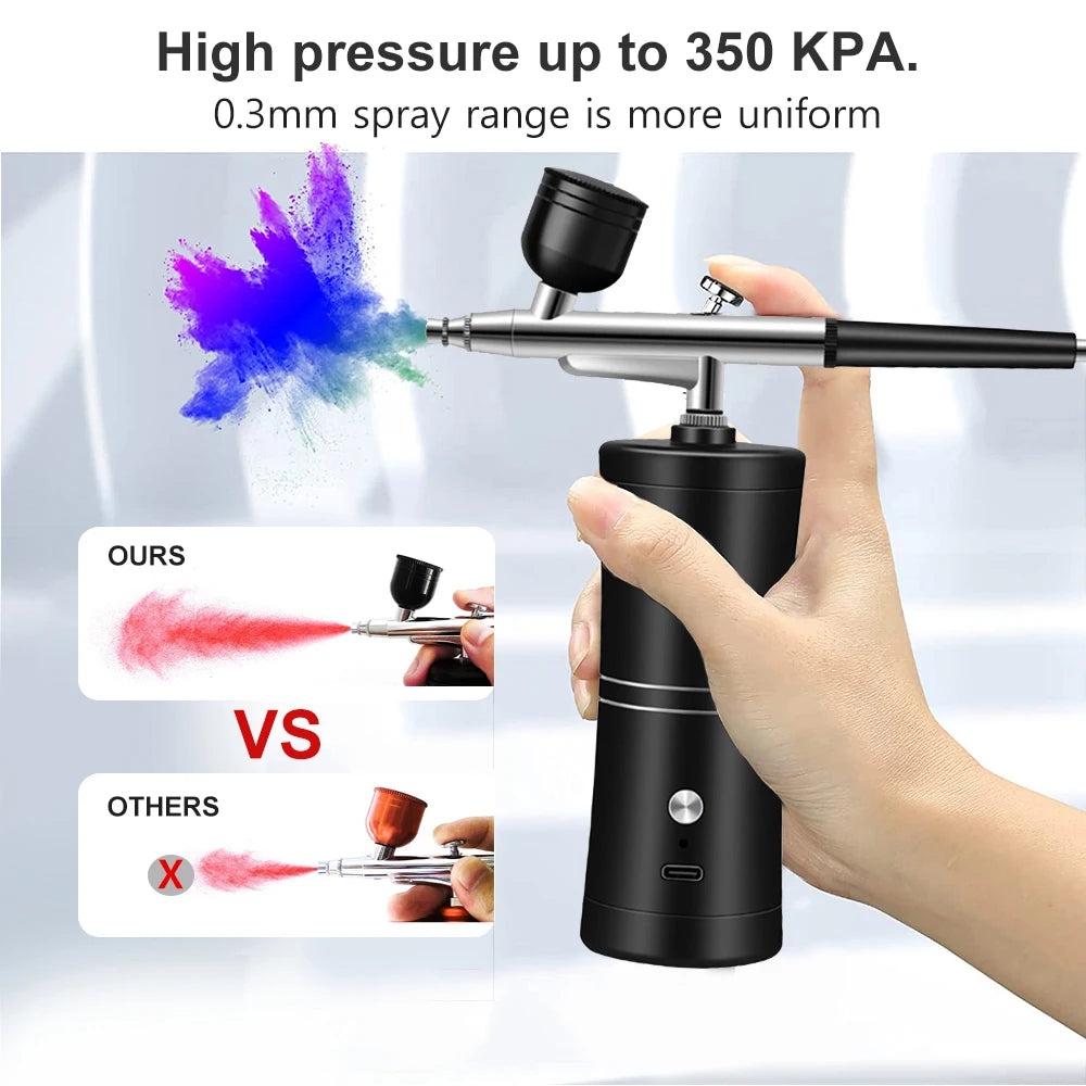Peicon Mini Cordless Airbrush Kit – Nail Art, Tattoo & Painting Airbrush Spray Gun Qst