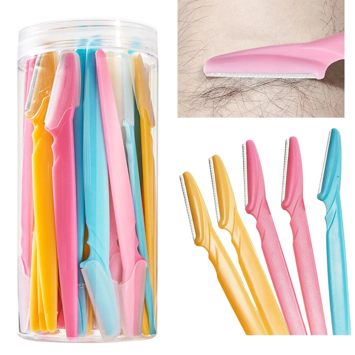 30-Pack Eyebrow Razors with Case – Stainless Steel Blades Eyebrow Razor Set Qme