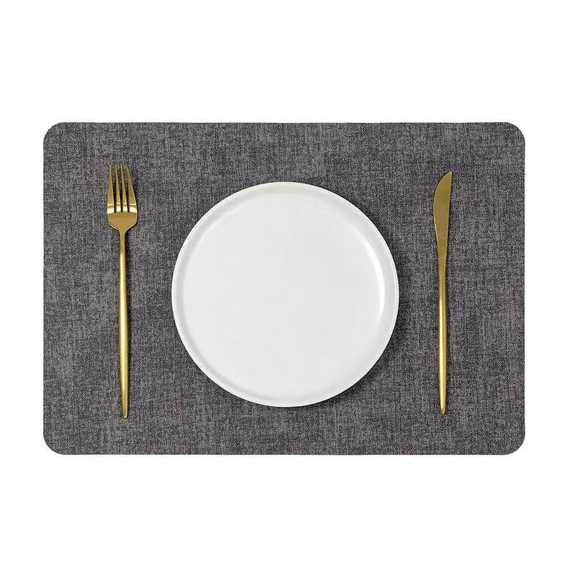 PU Leather Nordic Placemat – Waterproof, Oil-Proof, Heat Resistant Table Placemat Qst Dark gray