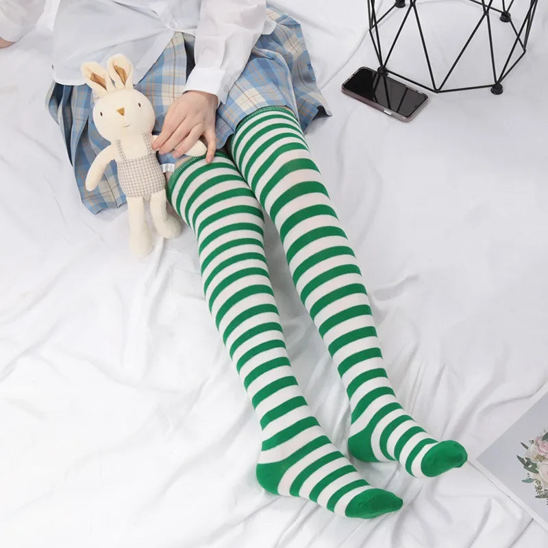 Over Knee Thigh High Socks – Japanese Striped Cotton, 11 Colors Thigh High Socks Qme W-7 one size