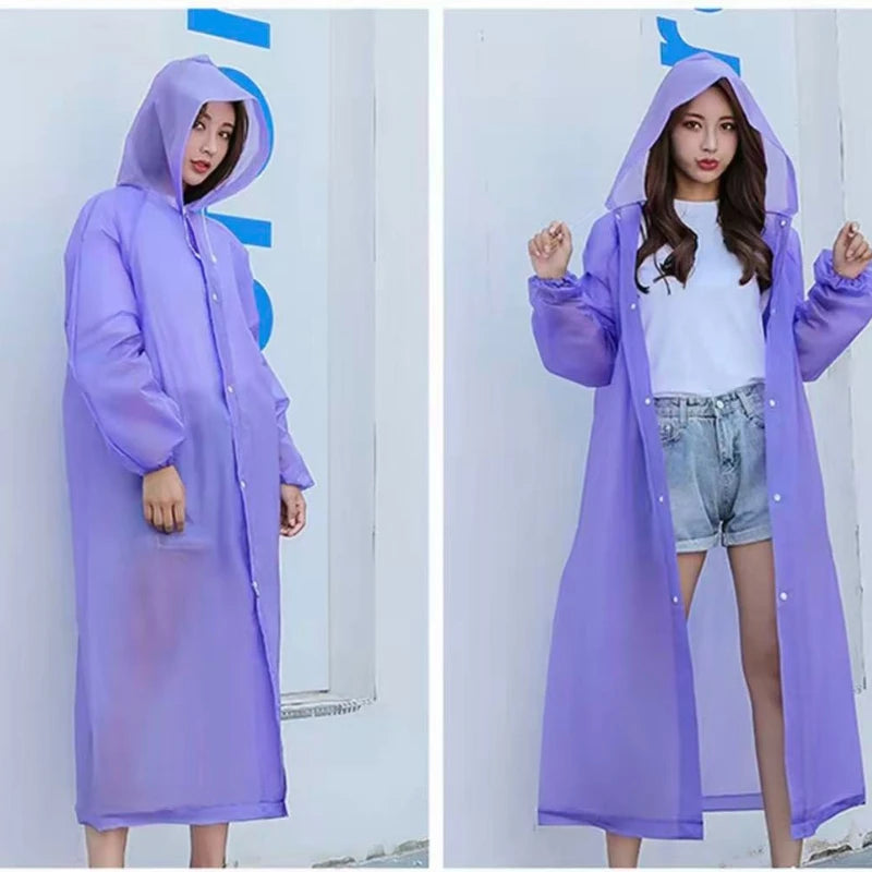 Waterproof Hooded EVA Rain Jacket – Unisex Long Raincoat Rain Jacket Poncho Qst