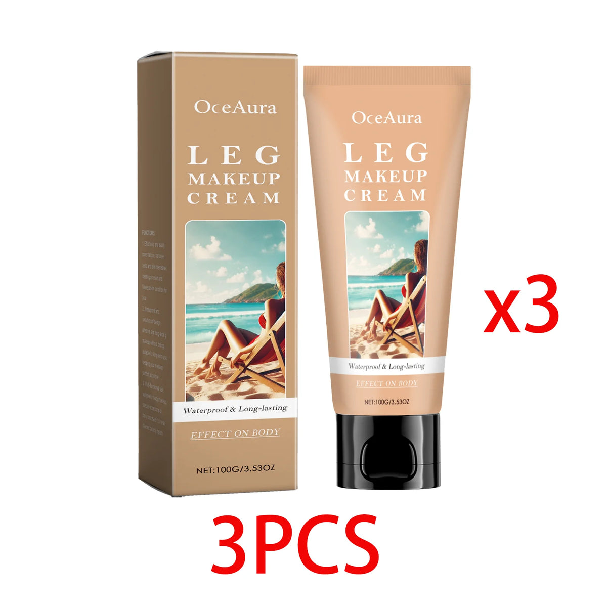 OceAura Waterproof Body Foundation – Full Coverage Leg Makeup Body Foundation Qst Dark skin 3PCS