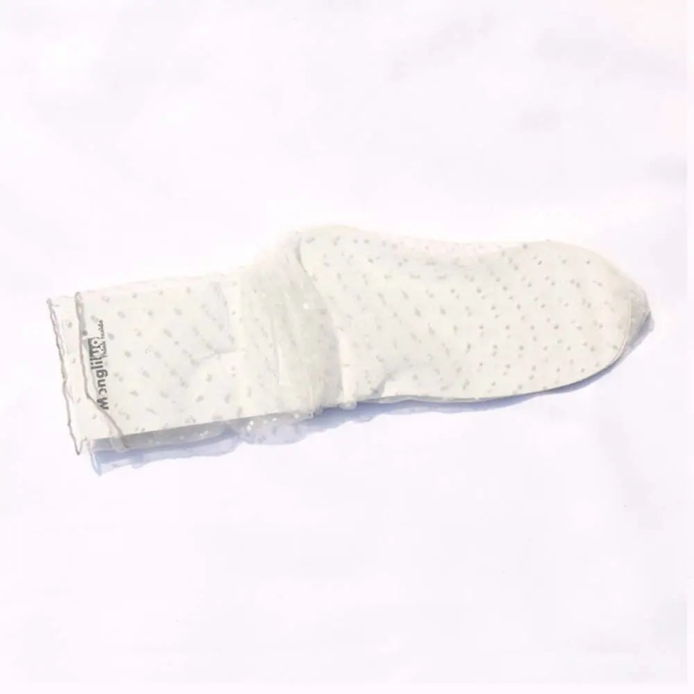 Women's Sheer Nylon Tulle Stockings – Glass Silk Dress Socks Sheer Nylon Stockings Qme white One Size