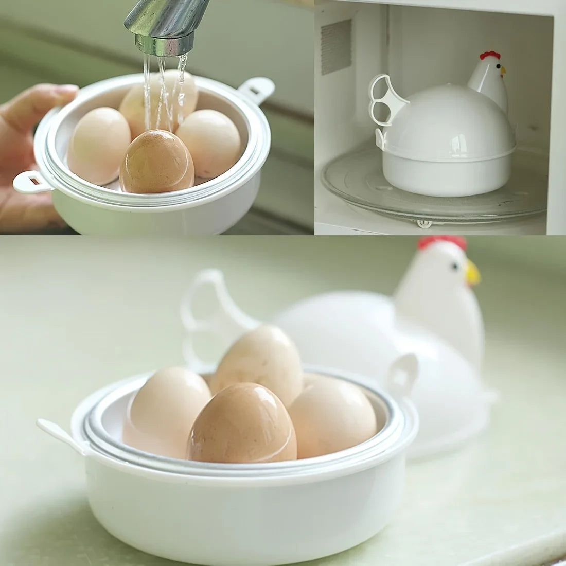 Chicken Shaped Microwave Egg Steamer – Cooks 1 to 4 Eggs Microwave Egg Cooker Qme