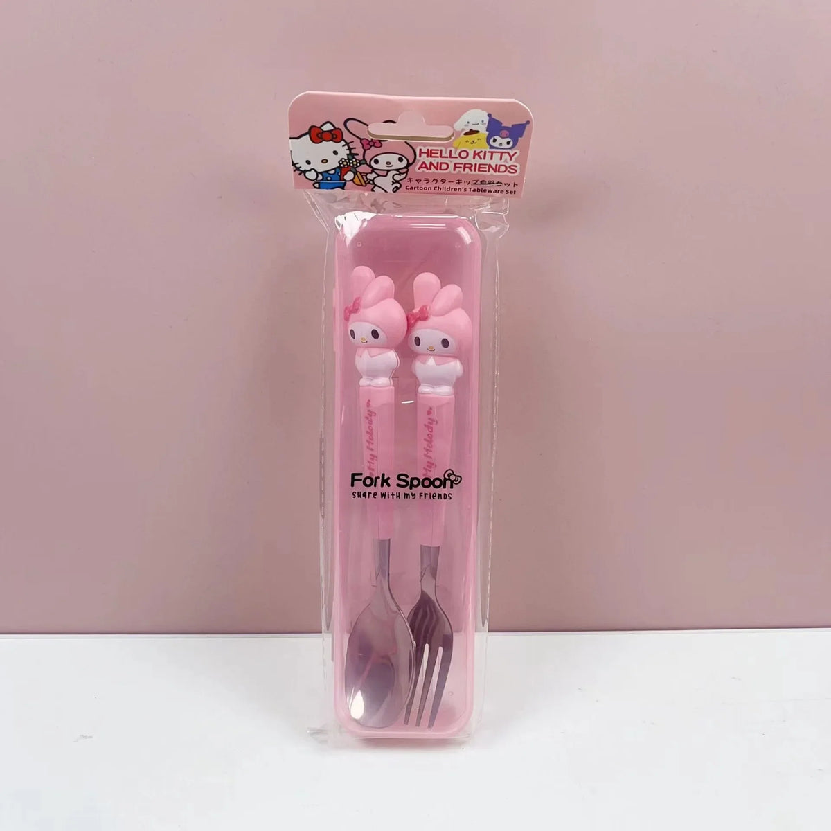 Hello Kitty Kids Portable Stainless Steel Spoon & Fork Set Kids Cutlery Set Qme 2