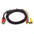 HDMI to 3RCA Component Cable 1.5m – HDTV AV Adapter AV Component Cable Qme Red Black