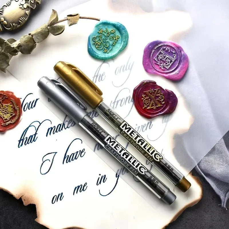 6-Color Permanent Metallic Paint Pens for Rock, Canvas & DIY Metallic Paint Markers Qme