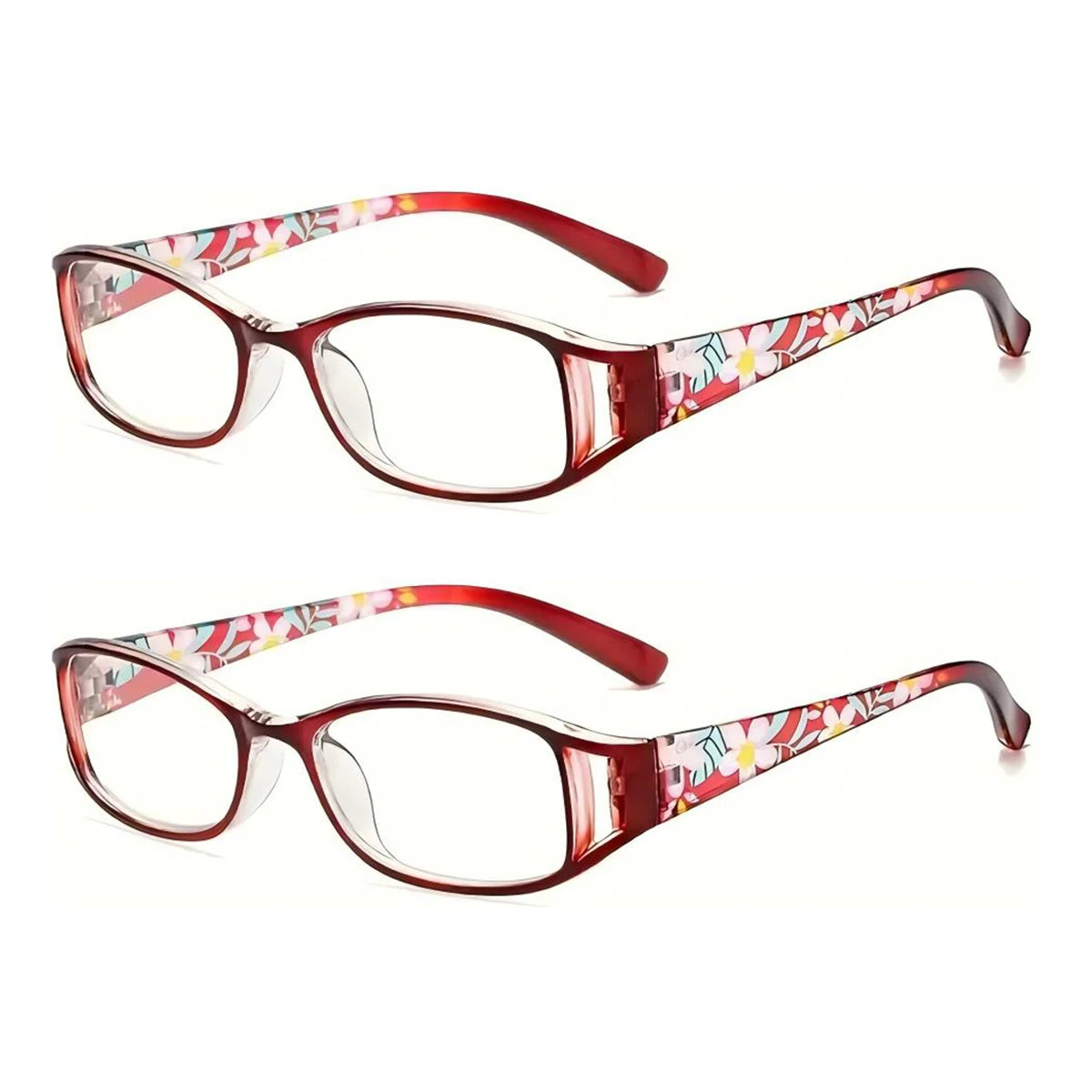 VOPHA Rectangle Reading Glasses Unisex +1.0–+3.0 | L8 Reading Glasses Qst 2PC-Red +250