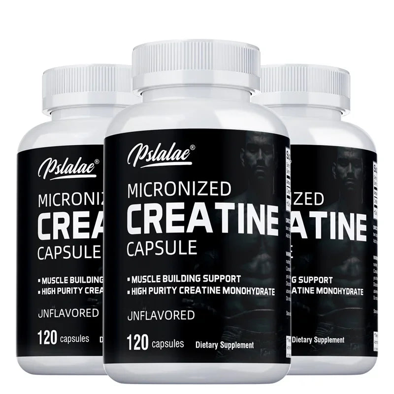 Creatine Monohydrate 5000mg Capsules – Pre-Workout by Pslalae Creatine Supplement Qst 120 Capsule-3bottles