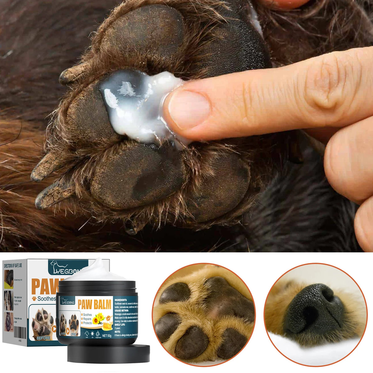 YEGBONG Natural Pet Paw Balm – Lick-Safe Dog & Cat Moisturizer Pet Paw Balm Qst