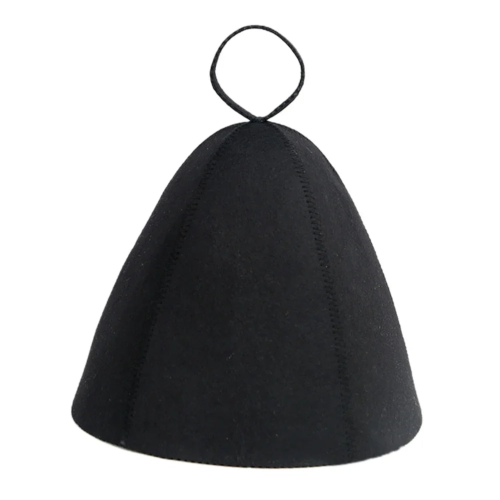 Sauna Hat Thickened Wool Felt Shower Cap & Hair Turban Sauna Hat Qme black