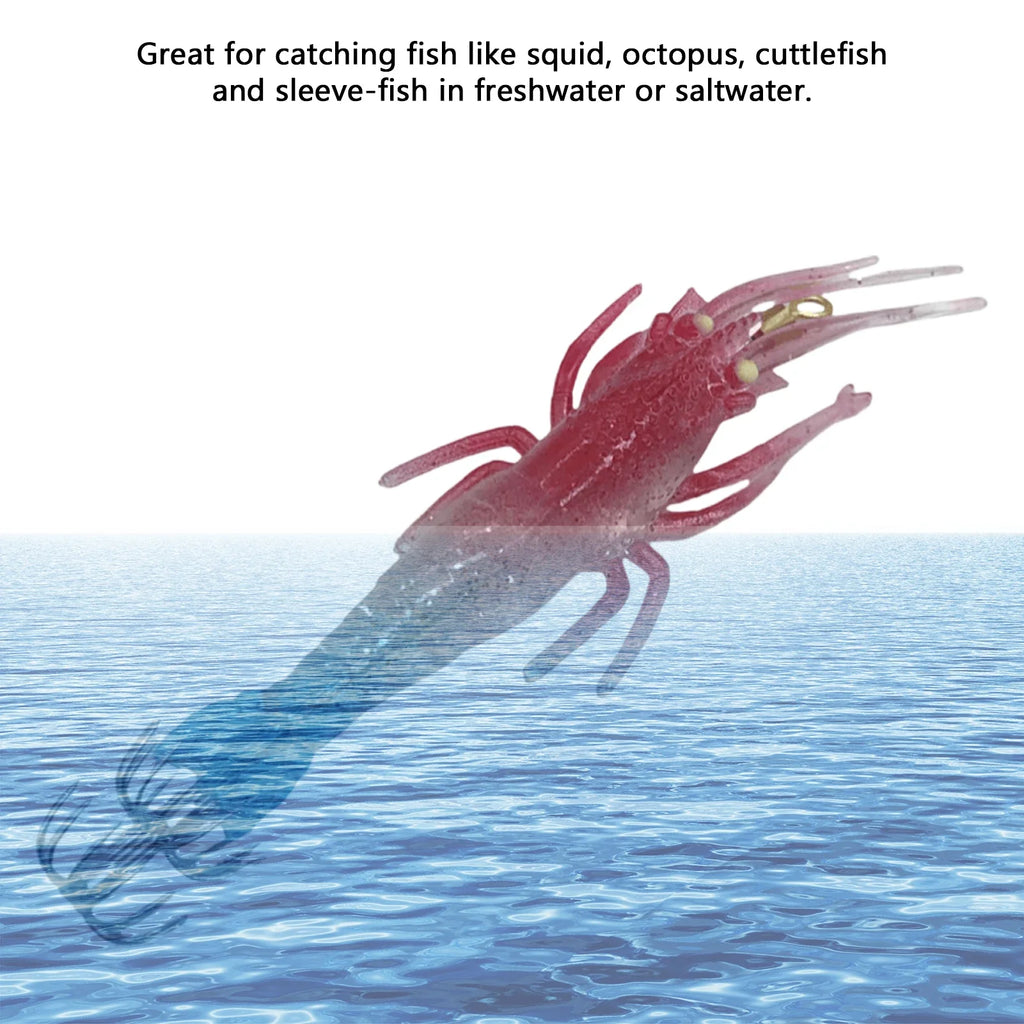 Luminous Squid Jig Hooks 5-Piece Night Fishing Soft Bait Set Fishing Jig Lure Set Qme