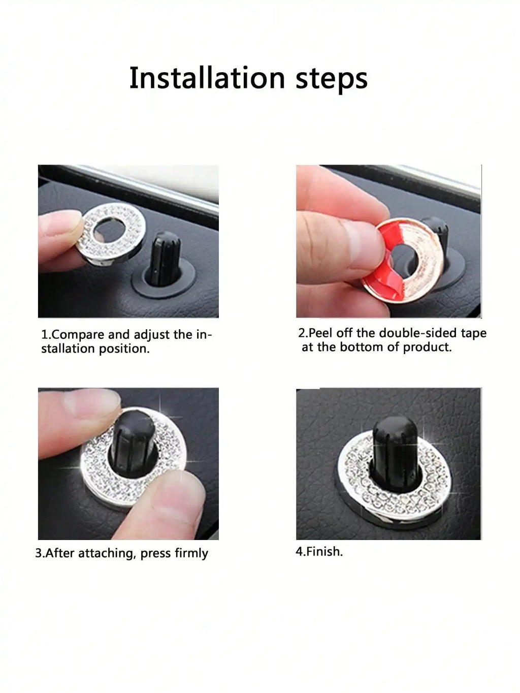 4-Pack White Door Lock Cap Rings for Mercedes-Benz Interior Car Interior Trim Qme