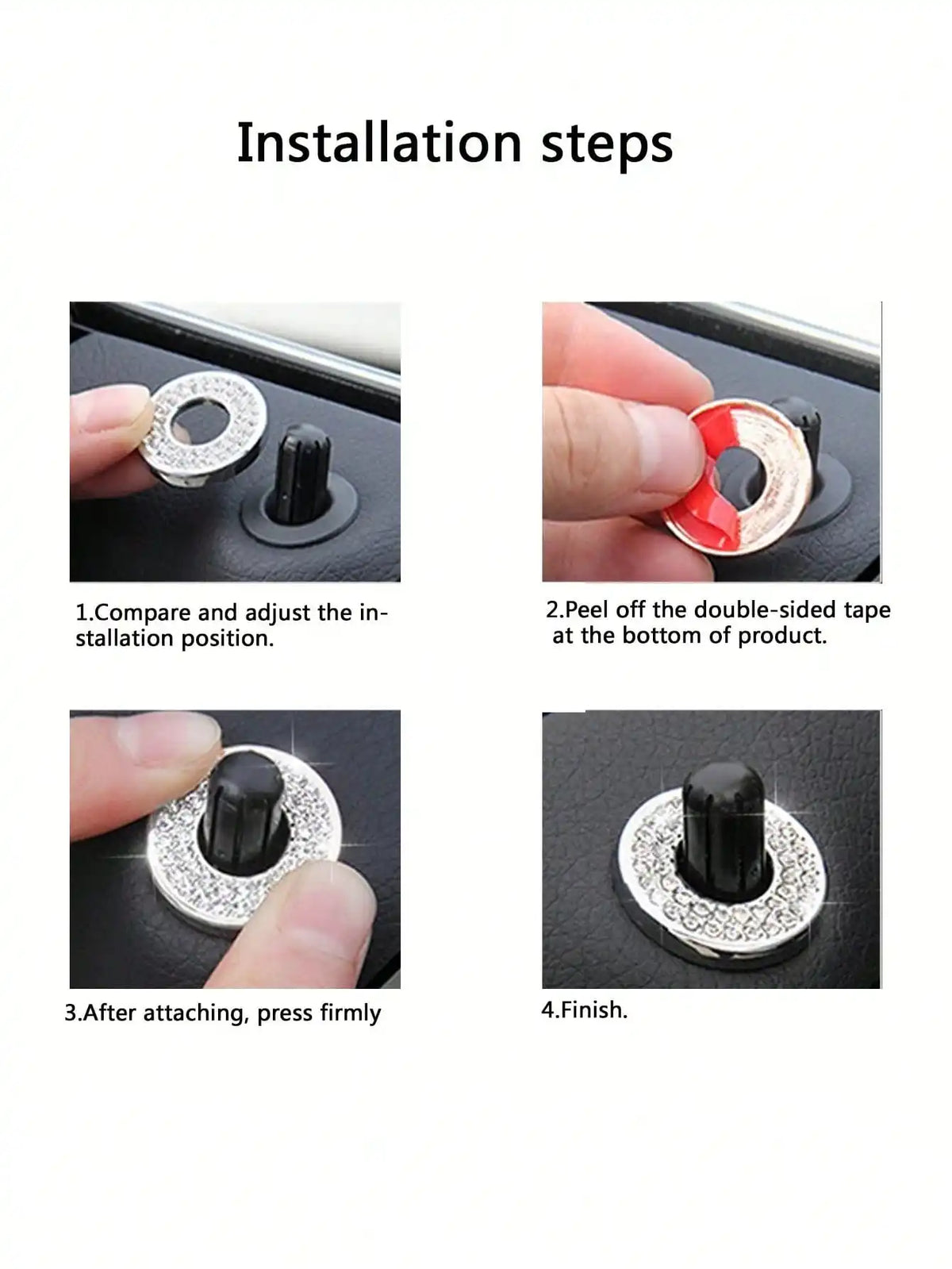 4-Pack White Door Lock Cap Rings for Mercedes-Benz Interior Car Interior Trim Qme