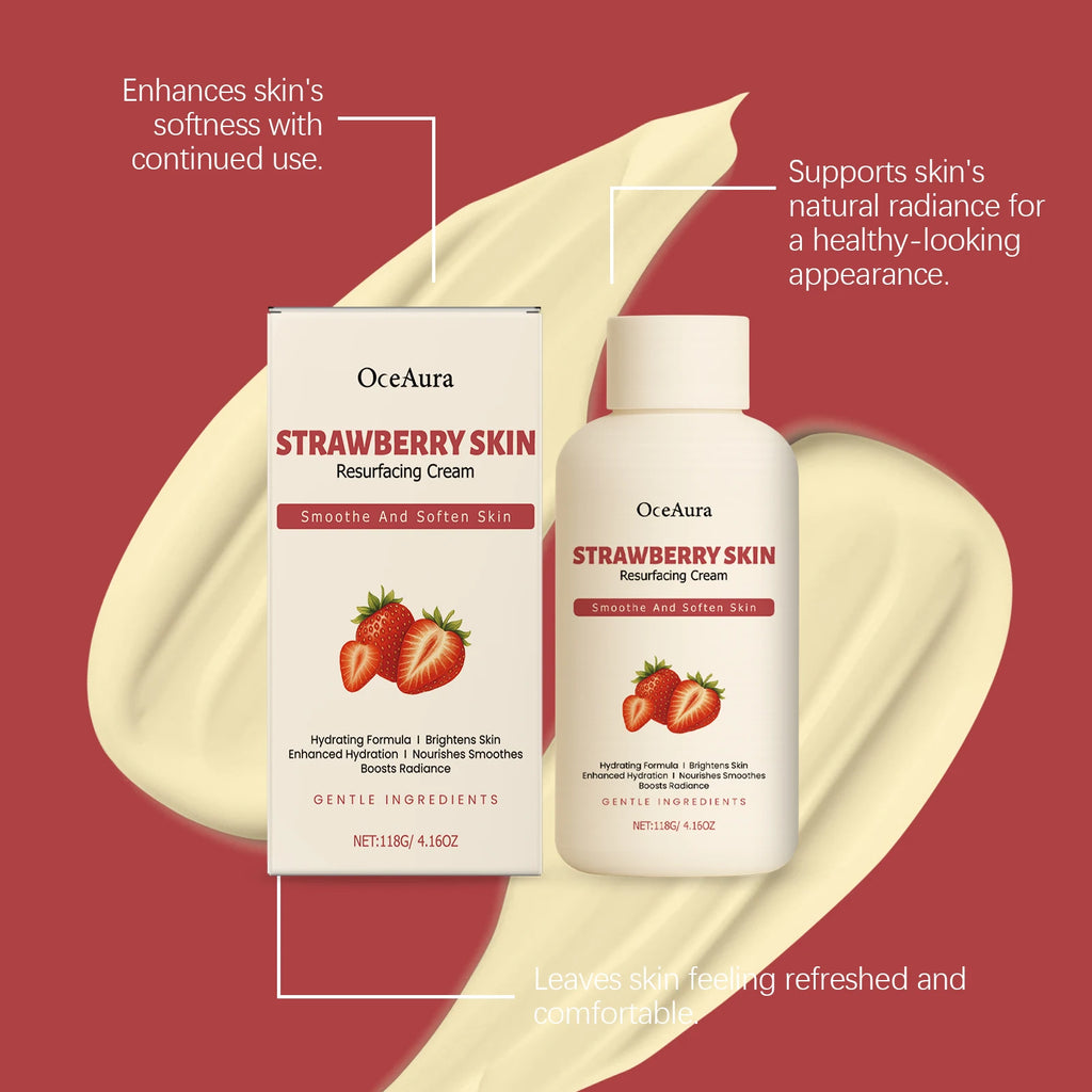 OceAura Strawberry Body Cream – Moisturizing Softening Lotion 118g Body Moisturizer Cream Qst