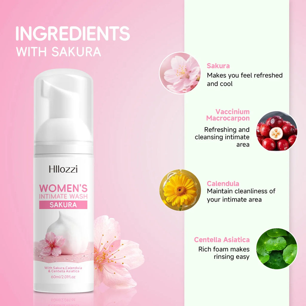 Women's Sakura Intimate Wash – Gentle Daily Foam Cleanser Intimate Hygiene Wash Qst
