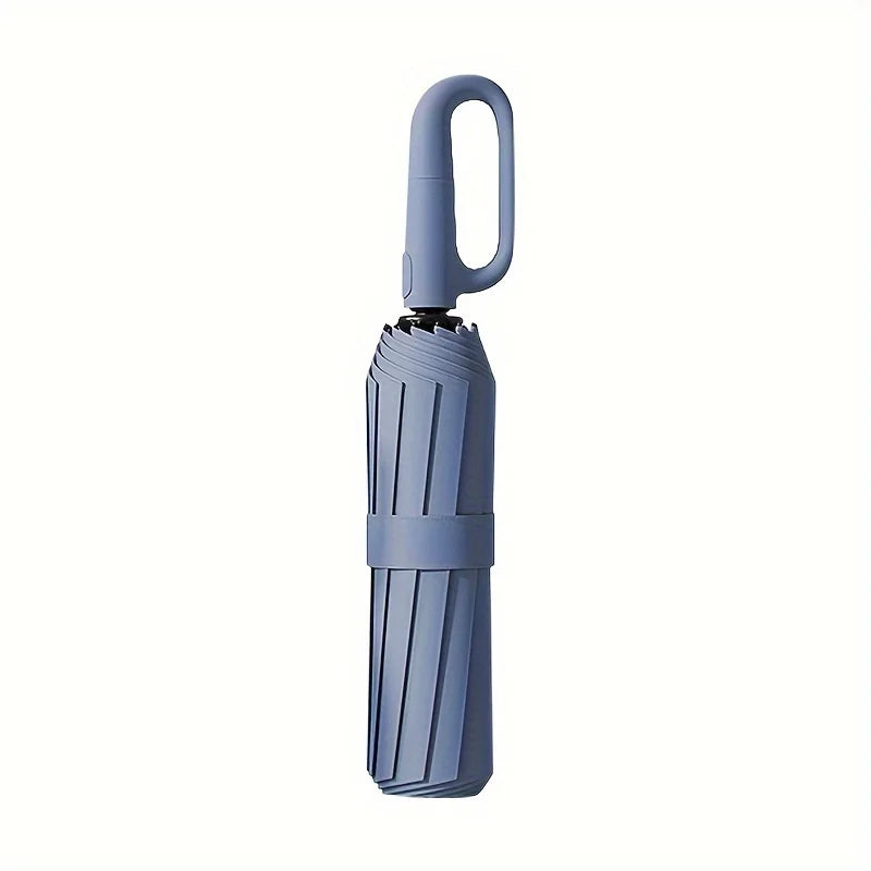 10-Bone Auto Folding Umbrella – Extra Large UV & Rain Parasol Folding Parasol Umbrella Qst Blue 10K Iron