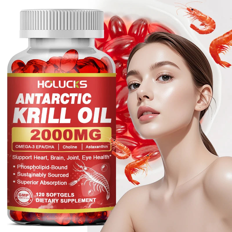 HOLUCKS Krill Oil Omega-3 Supplement – 120 Capsules Omega-3 Supplement Qst