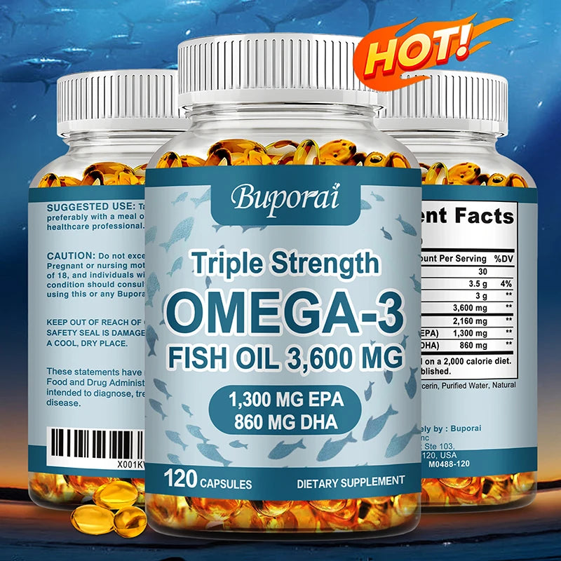 Xemenry Omega 3 Fish Oil 3600mg – EPA & DHA Supplement Omega 3 Supplement Qst