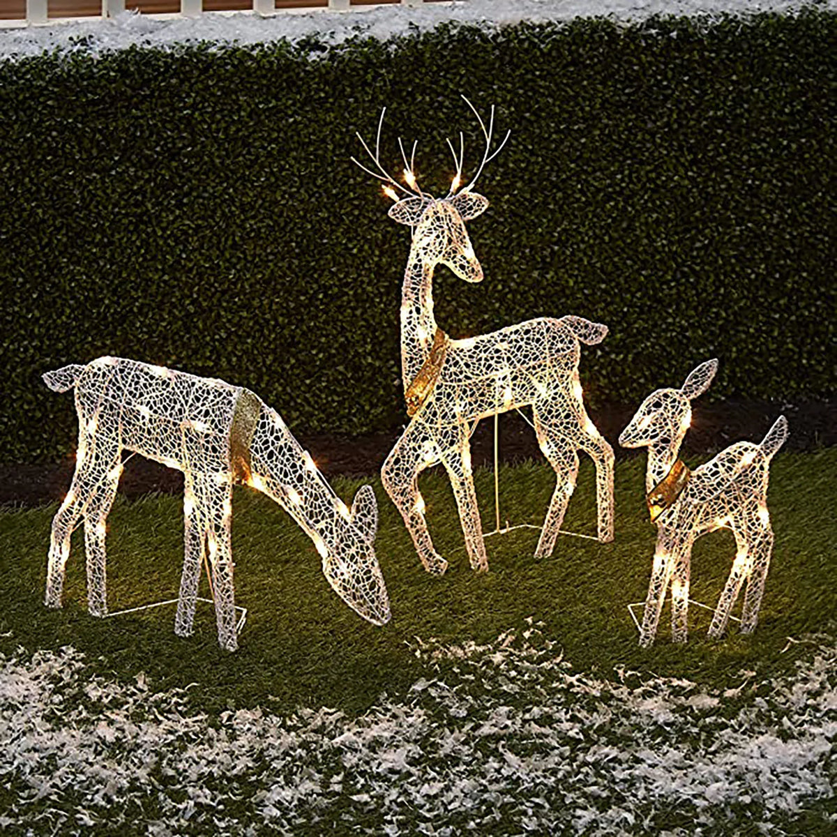 Christmas LED Reindeer Family Wicker Yard Decoration Set LED Christmas Decoration Qme
