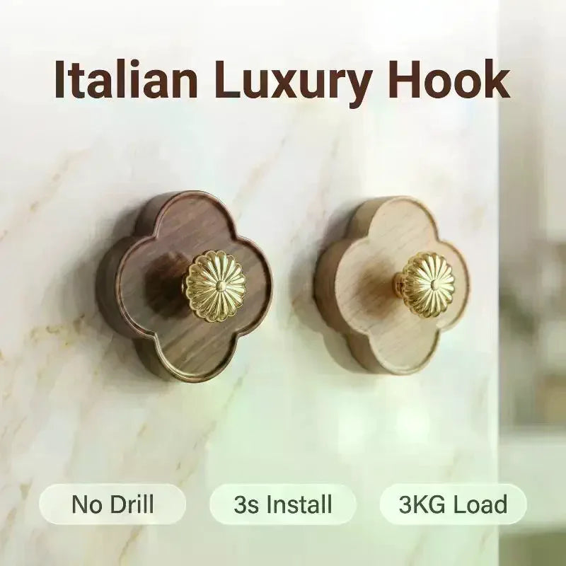 Wood Grain No-Drill Wall Hook for Bathroom & Kitchen | Qme No-Drill Wall Hook Qme