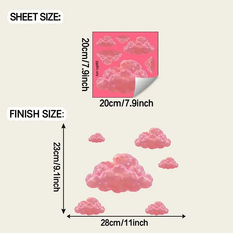 Glow-in-the-Dark Pink Cloud Wall Decals – Luminous Stickers Wall Decal Sticker Qme A