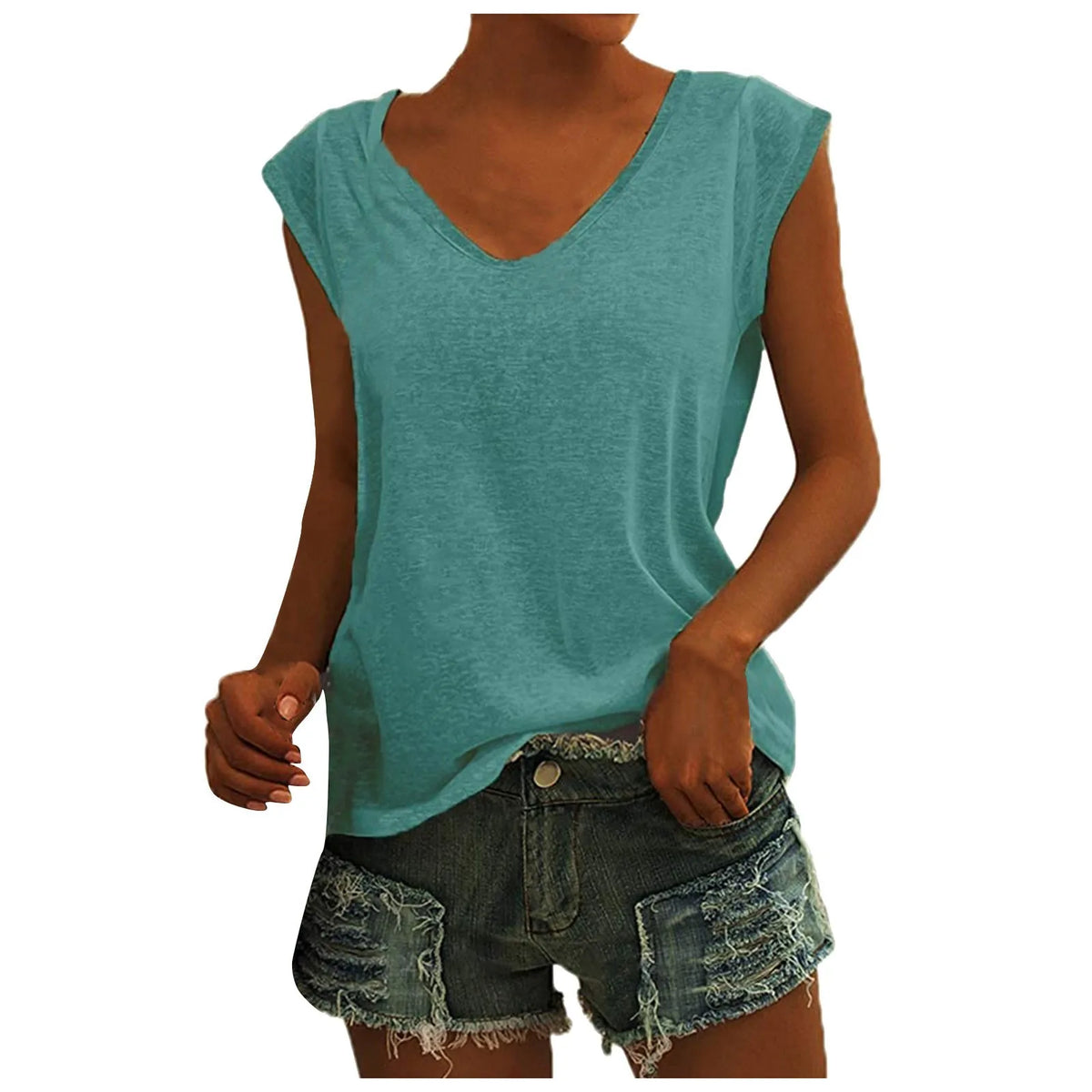 Women's Minimalist V-Neck Sleeveless Top | 12 Colors, S–XXL Sleeveless Tank Top Qme
