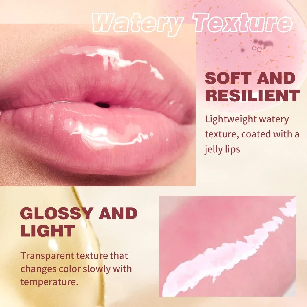 QIBEST Color Changing Lip Oil Plumper Moisturizing Jelly Balm Lip Oil Plumper Qme