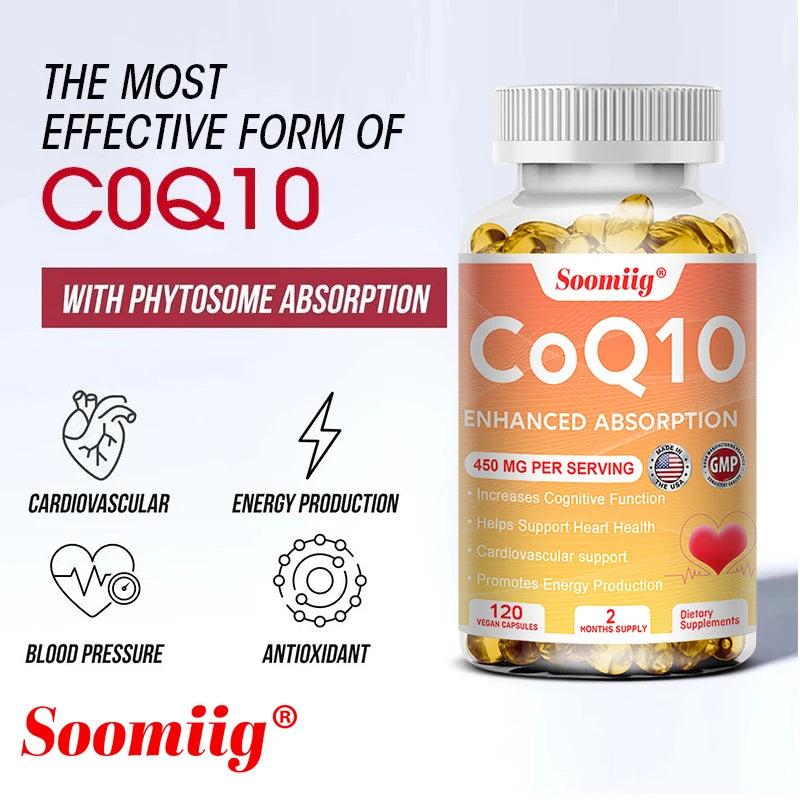 SOOMIIG CoQ10 Capsules – Energy, Heart & Immunity Supplement CoQ10 Supplement Qst