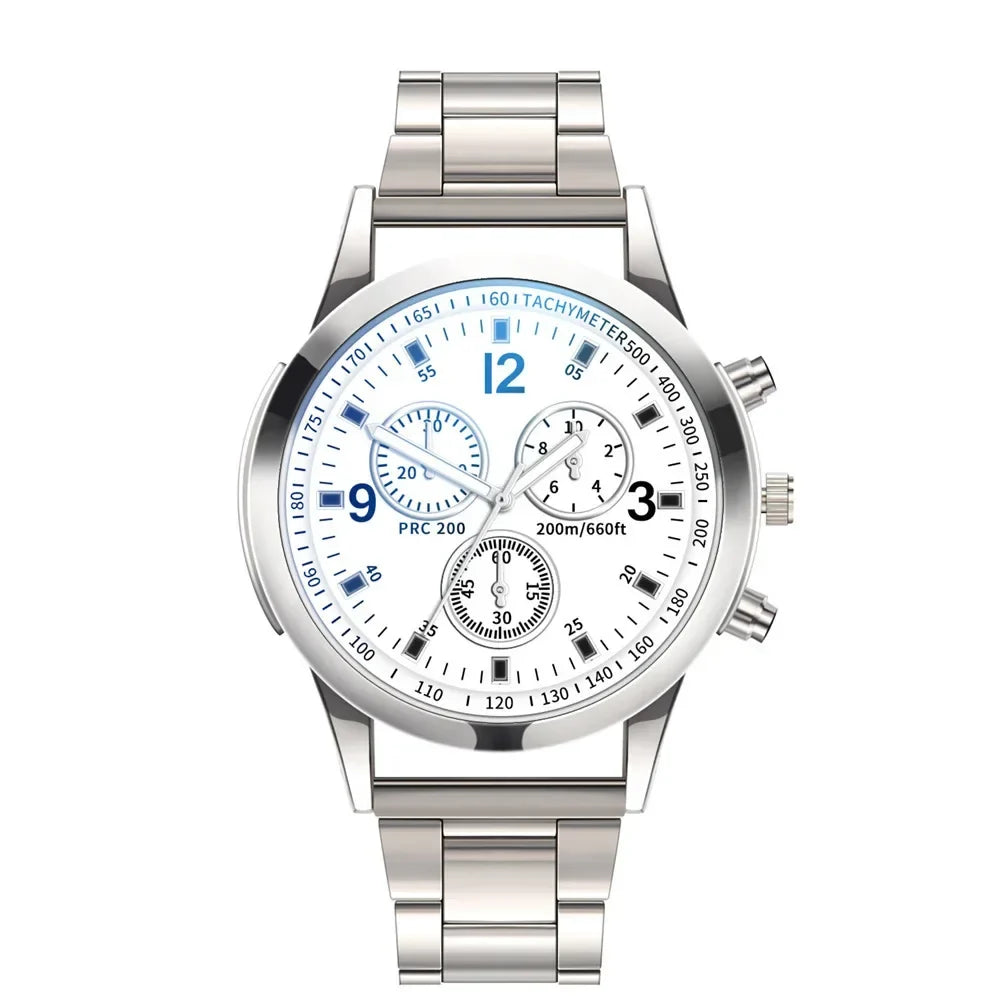 Men's Luxury Stainless Steel Business Quartz Watch | Qme Men's Quartz Watch Qme WHITE