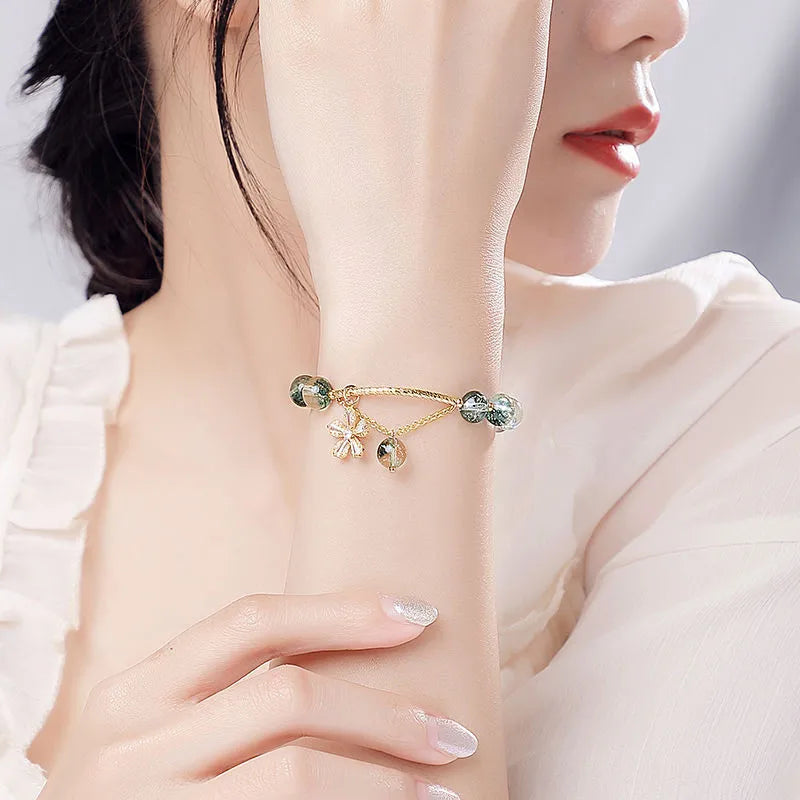 Cherry Blossom Green Ghost Lucky Crystal Bracelet Crystal Bracelet Qme