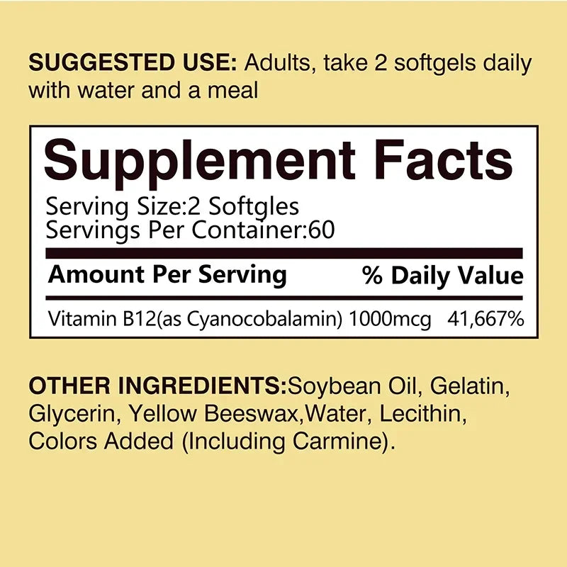Xemenry Vitamin B12 Capsules – Energy, Mood & Brain Support Vitamin Supplement Qst