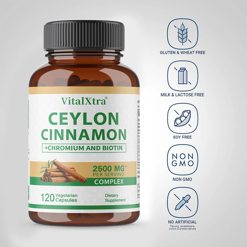 VITALXTRA Ceylon Cinnamon Capsules – Antioxidant Support Herbal Supplement Qst