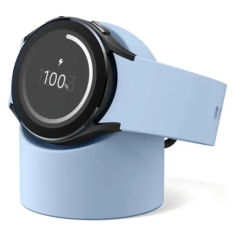 Samsung Galaxy Watch 7/6/5 Silicone Charger Stand Base Smartwatch Charger Stand Qme Light Blue